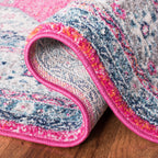 Evoke Collection Runner Rug - 2'2" X 7', Fuchsia & Navy, Oriental Medallion Distressed Design, Non-Shedding & Easy Care, Ideal for High Traffic Areas in Living Room, Bedroom (EVK250R)