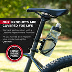 Bike Water Bottle Holder Combo - 20 Oz Squeeze Bottle & Bicycle Mount Cage Rack, No Screws Needed, Durable Alloy - Fits All Handlebar Bikes & MTB Mountain Road - for Adults, Kids (Black)