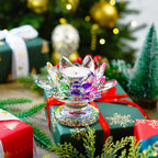 Colorful Crystal Lotus Flower Candle Holder Tealight Holders (4.5Inch-Multi)