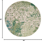 Madison Collection Area Rug - 5' Round, Green & Ivory, Modern Abstract Design, Non-Shedding & Easy Care, Ideal for High Traffic Areas in Living Room, Bedroom (MAD499Y)