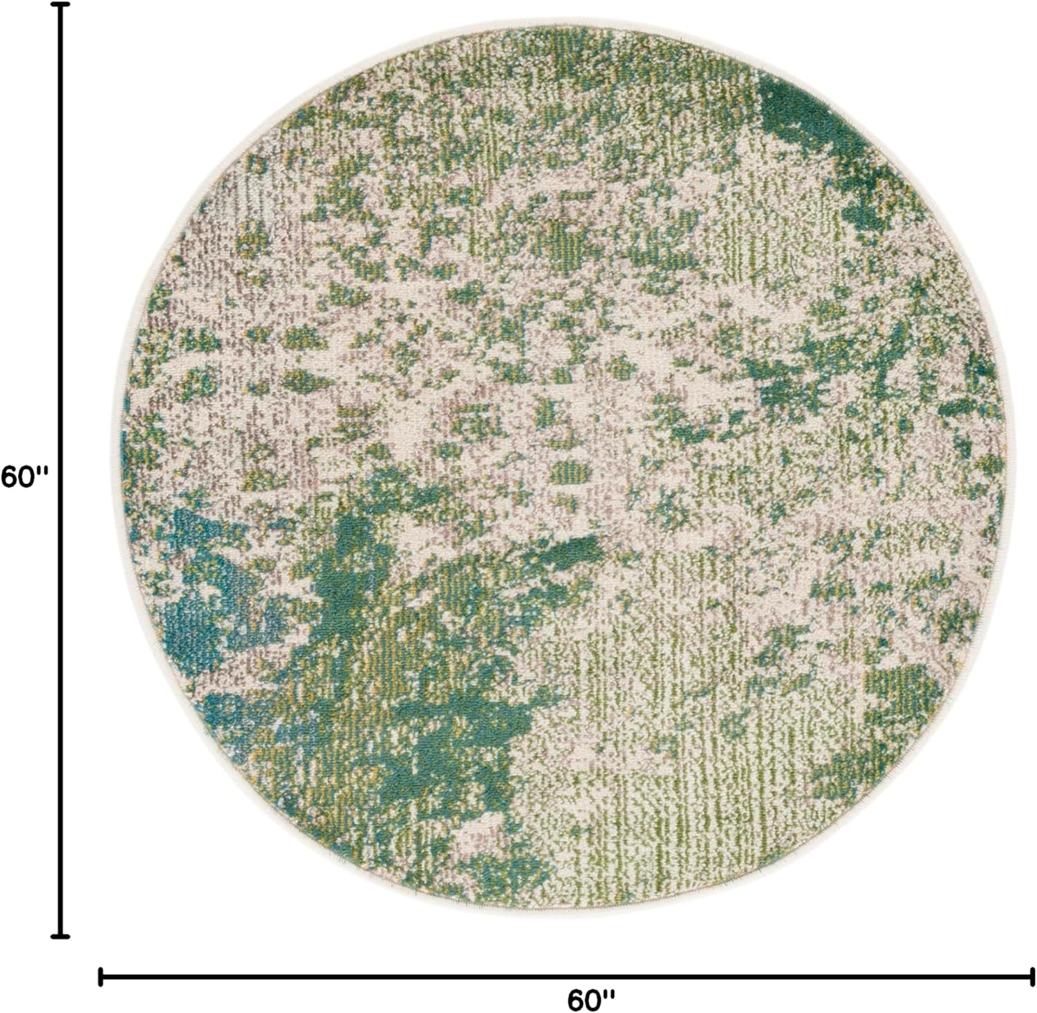 Madison Collection Area Rug - 5' Round, Green & Ivory, Modern Abstract Design, Non-Shedding & Easy Care, Ideal for High Traffic Areas in Living Room, Bedroom (MAD499Y)