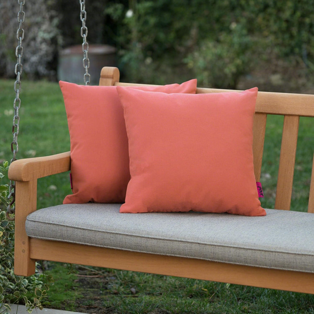 Coronado Outdoor Water Resistant Square Throw Pillows, 2-Pcs Set, Coral