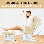 White/Cream Modern Glider Nursery Rocking Chair with Ottoman, Ideal for Breastfeeding and Reading