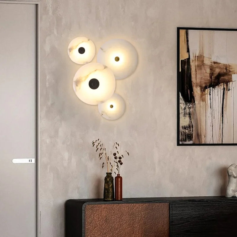 Modern Marble Alabaster Led Wall Lamp Bedroom Home Decor Decoration Lampshade Lighting Fixture for Gold Lamps Stair Sconce Stone