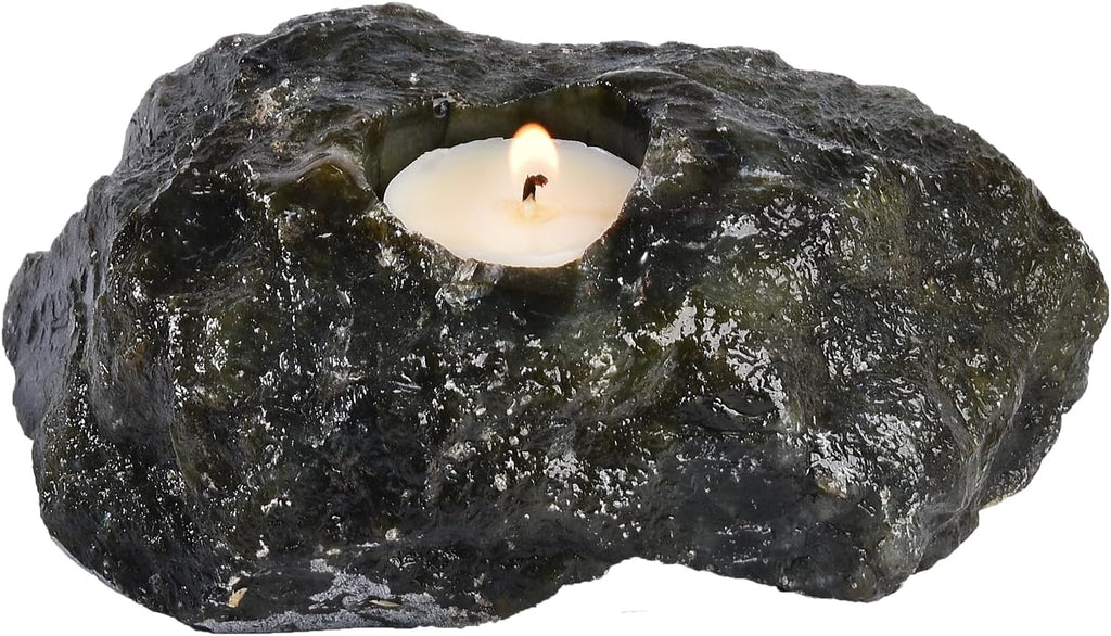 Natural Labradorite Tealight Candle Holder Healing Stone Candlestick Natural Healing Crystal Air Plant Holder 2.5-3.5 Lbs