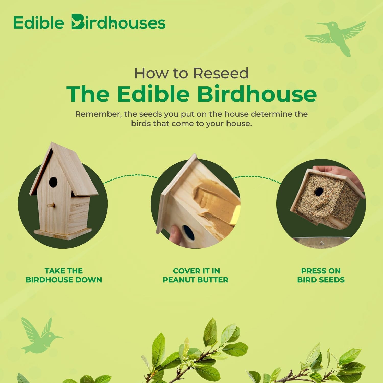 Edible Birdhouse - Birdseed Bird Feeder, Wooden Birds House Covered in Wild Bird Food, Squirrel Resistant Birds Feeders for outside Hanging, Watching Gift for Garden Lovers, (SL)