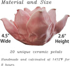 Pink Lotus Flower Candle Holder - Handmade Ceramic Lotus Tealight Candle Holders, Pink Lotus Candle Holders for Home Decoration, 1 Pack