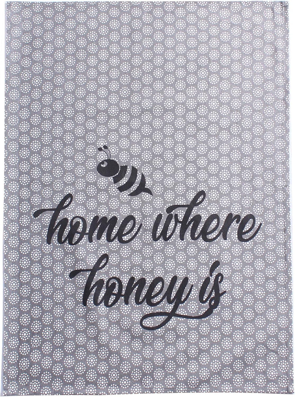 Cotton Kitchen Towels Set of 4 - Absorbent Dish Towels Set | Tea Towels | Bar Towels | Bee Grey Yellow Kitchen Dish Towels - Multi Purpose Kitchen Linen, Drying Dish Hand Towels 20X28