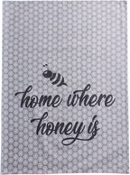 Cotton Kitchen Towels Set of 4 - Absorbent Dish Towels Set | Tea Towels | Bar Towels | Bee Grey Yellow Kitchen Dish Towels - Multi Purpose Kitchen Linen, Drying Dish Hand Towels 20X28