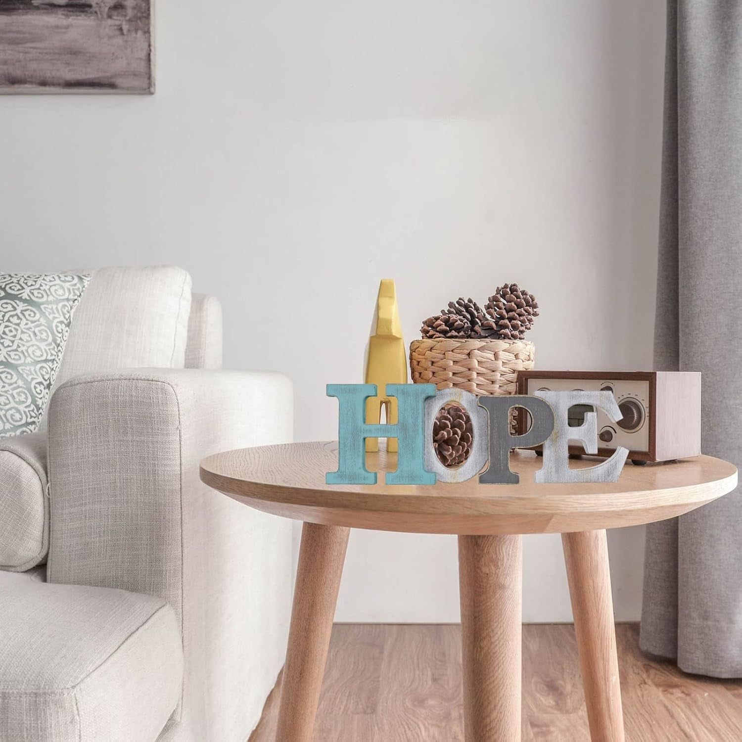 Rustic Wooden Word Sign, Decorative Letters Block, Hanging Wooden Sign, Wall Decor, Hope, 15.75'' X 5.2'' X 1.2''