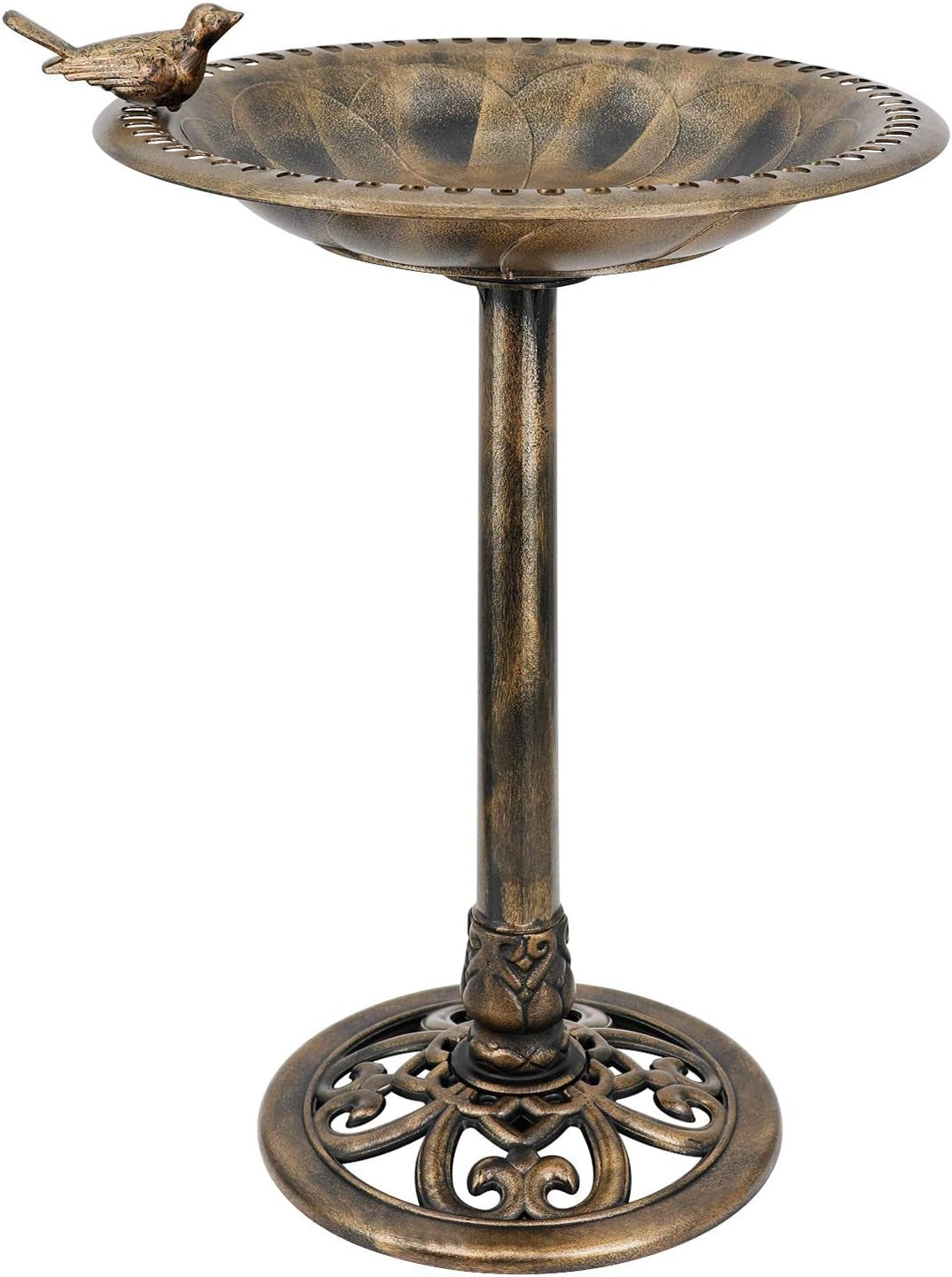 28 Inch Bird Bath for Outdoor with Bird Decoration Lightweight Garden Antique Birdbath Vintage Yard Statue Backyard Bird Bath