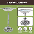 Weather Resistant Antique Bird Bath in Gray