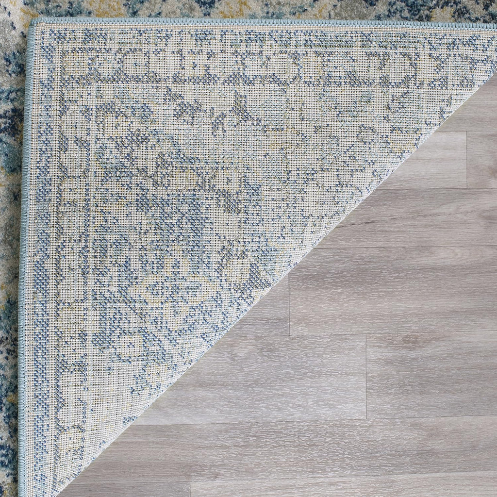 Area Rug 8X10 - Evoke Collection - Large - Light Blue & Ivory, Boho Trellis Pattern, Non-Shedding & Easy Cleaning, Ideal for Living Room, Bedroom, Office, Dining Space (EVK274C)