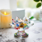 Colorful Crystal Lotus Flower Candle Holder Tealight Holders (4.5Inch-Multi)