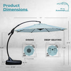 11 FT Cantilever Umbrella with Base Outdoor Large round Aluminum Offset Umbrella for Pool Garden Backyard (Stripes, 11 FT)