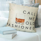 Funny Quote Saying Call Me Old Fashioned Throw Pillow Cover Red Christmas Sign Winter Holiday Decor Cushion Case Decorative for Sofa Couch 18" X 18" Inch Cotton Linen
