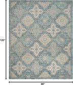 Area Rug 8X10 - Evoke Collection - Large - Light Blue & Ivory, Boho Trellis Pattern, Non-Shedding & Easy Cleaning, Ideal for Living Room, Bedroom, Office, Dining Space (EVK274C)