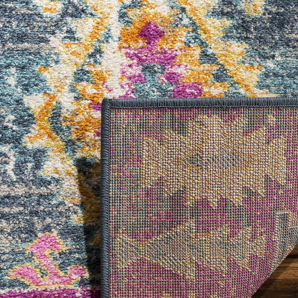 Area Rug 8X10 - Madison Collection - Large - Fuchsia & Blue, Boho Chic Distressed Design, Non-Shedding & Easy Cleaning, Ideal for Living Room, Bedroom, Office, Dining Space (MAD129F)