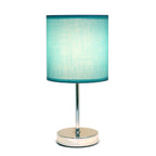 11.81" Basic Chrome Mini Table Lamp with Fabric Shade, Blue