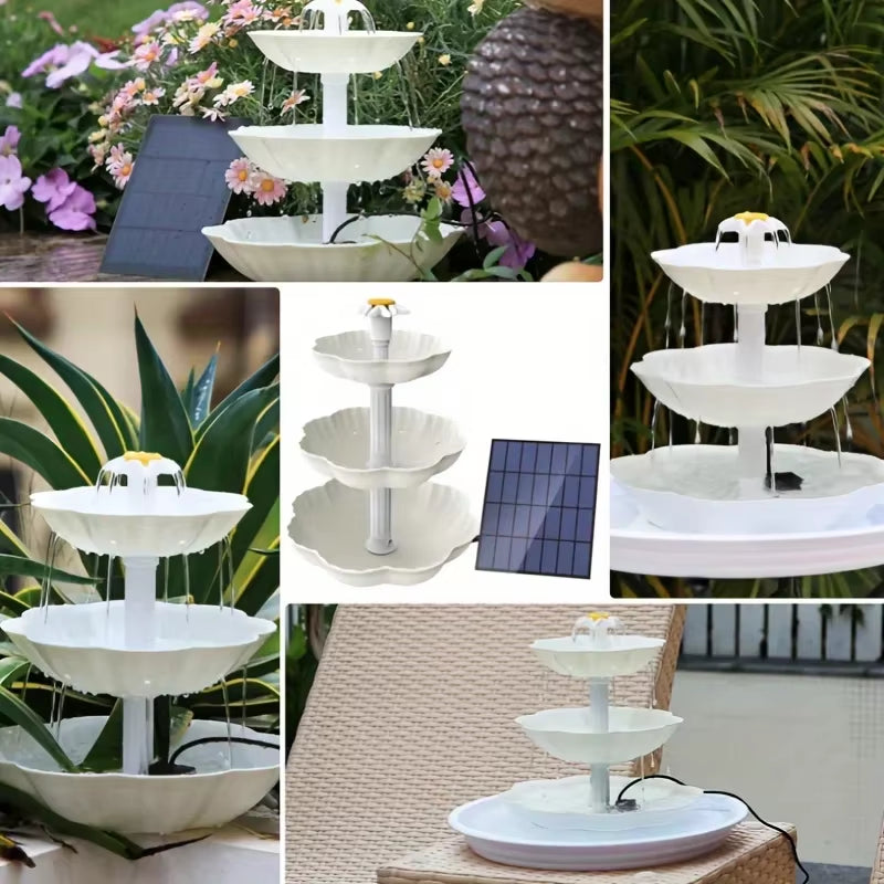 Solar Bird Bath Water Fountain Detachable DIY Water Landscaping Fountain for Bird Bathing Garden Decoration, Outdoor Bird Feeder