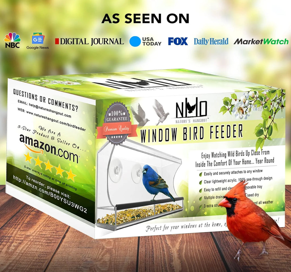 Nature’S Hangout Clear Suction Cup Window Bird Feeder for Wild Birds