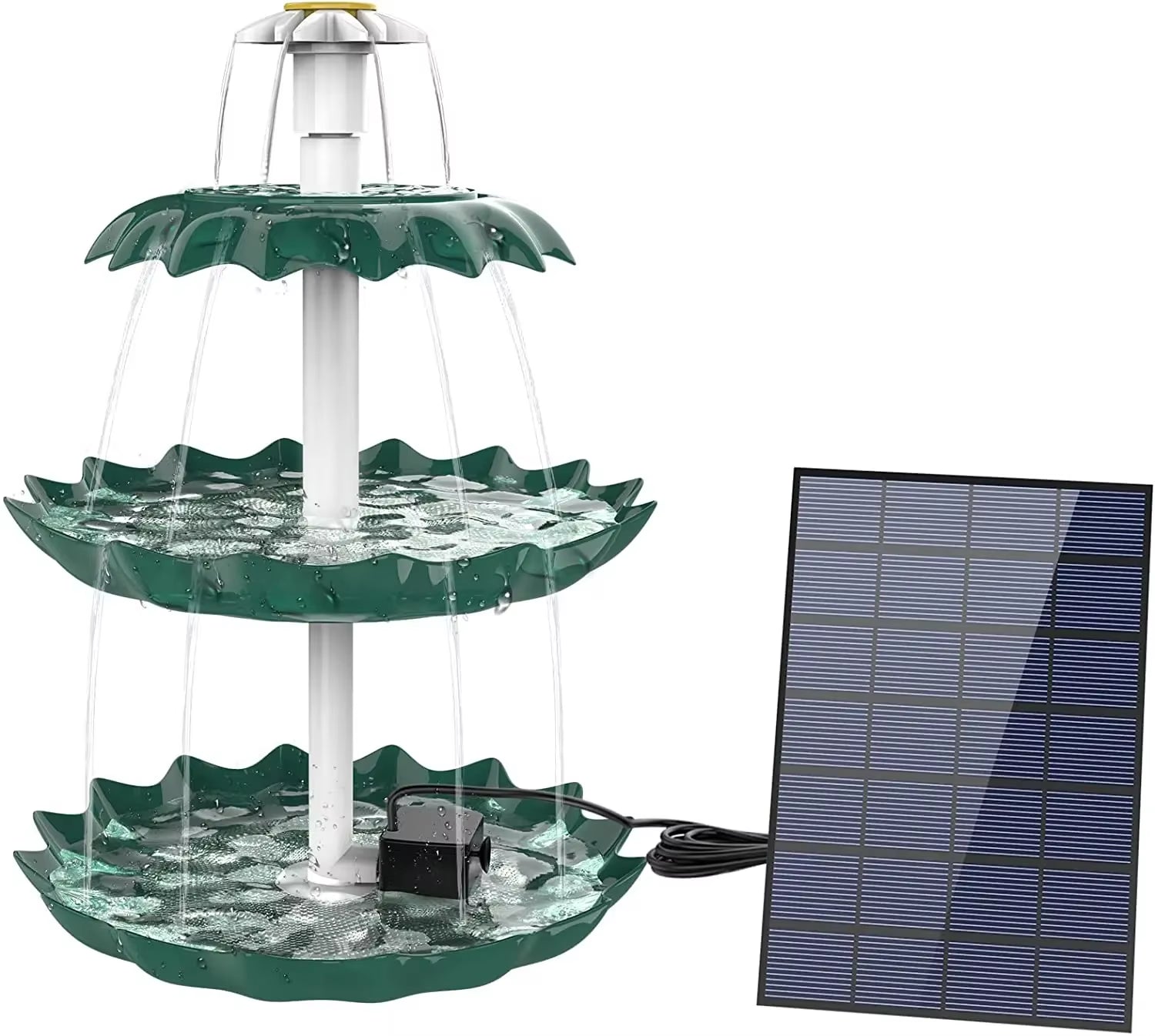 3 Tiered Bird Bath with 3W Solar Pump, DIY Solar Fountain Detachable and Suitable for Bird Bath, Garden Decoration