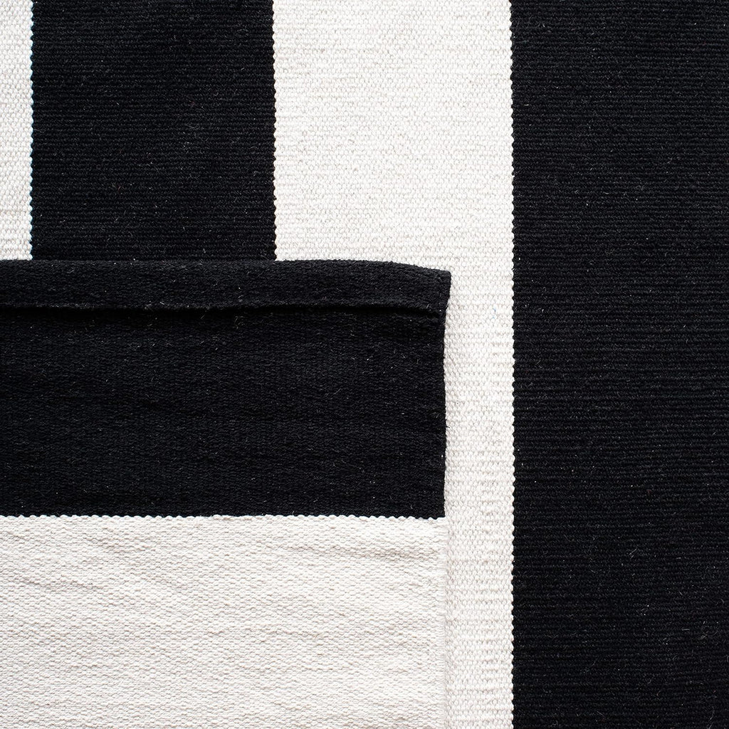 Montauk Collection Runner Rug - 2'3" X 13', Black & Ivory, Handmade Flat Weave Boho Farmhouse Cotton Stripe, Ideal for High Traffic Areas in Living Room, Bedroom (MTK712D)