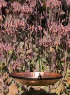 Pure Copper Hand Hammered Hanging Bird Bath and Feeder W/ Iron Chain, 17-Inch Detachable Iron Chain Outdoor Birdbath and Birdfeeder for Garden Backyard Patio & Deck, Bird Water Feeder