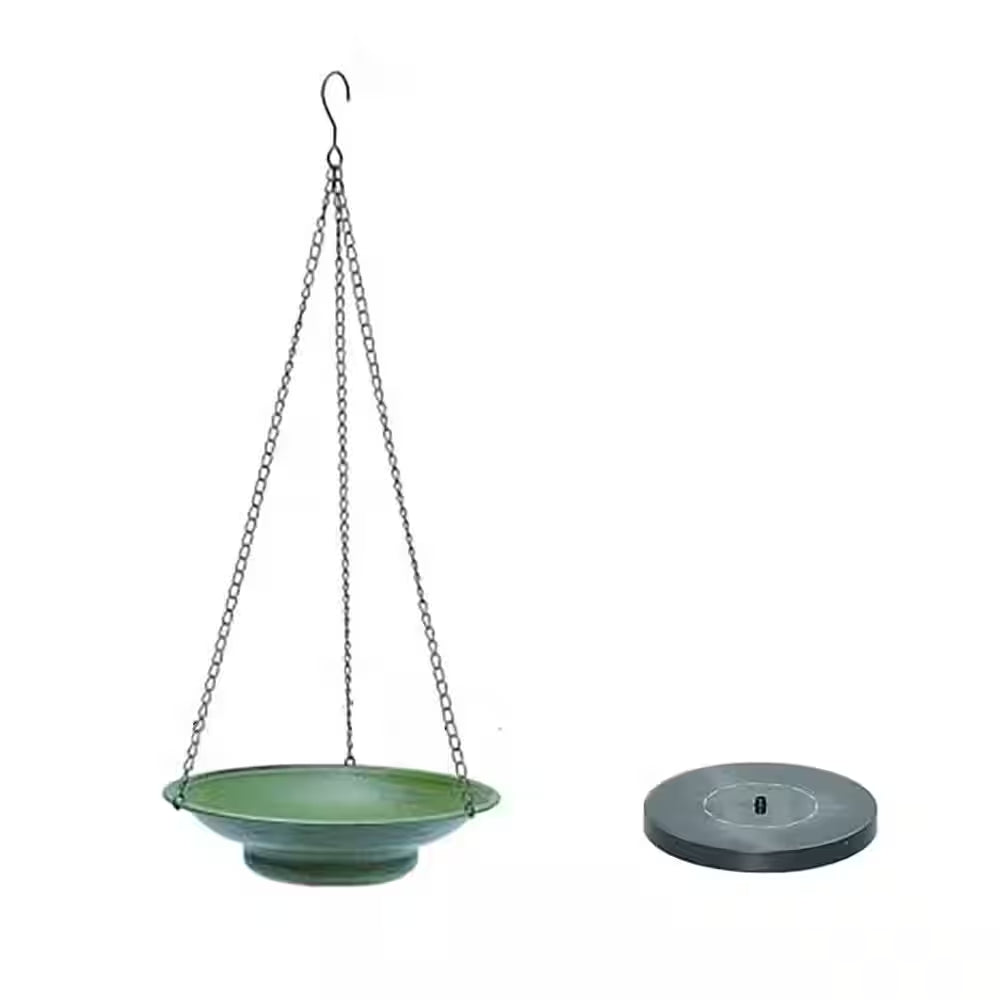 30In H 12.4In W Black Metal Solar Bird Bath Fountain with Bubbler for Outdoor Garden Patio Decor Hanging Bird Bath Bowl