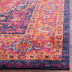 Evoke Collection 10' X 14' Fuchsia / Orange EVK275S Oriental Medallion Distressed Non-Shedding Living Room Bedroom Dining Home Office Area Rug