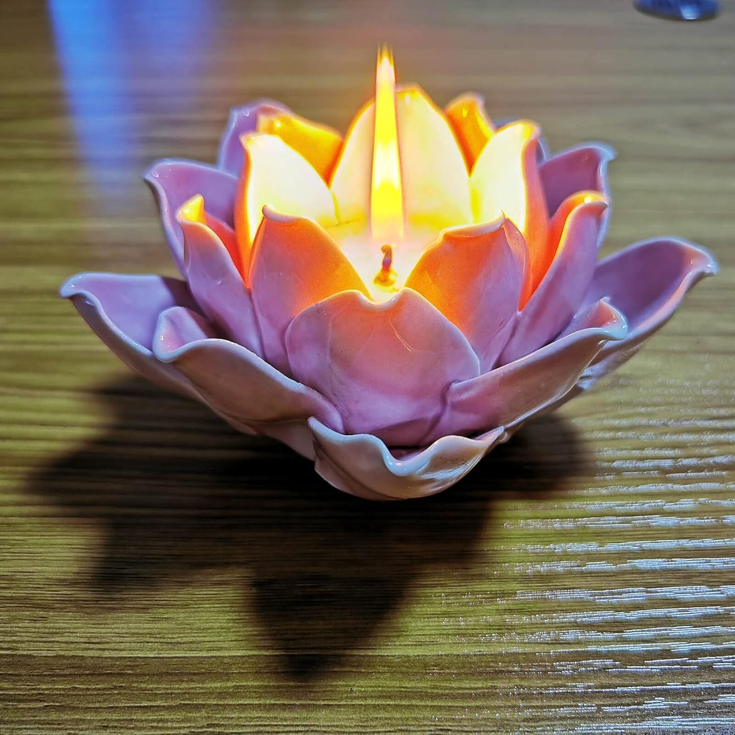 Pink Lotus Flower Candle Holder - Handmade Ceramic Lotus Tealight Candle Holders, Pink Lotus Candle Holders for Home Decoration, 1 Pack