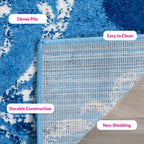 Adirondack Collection Area Rug - 5'1" X 7'6", Light Blue & Dark Blue, Floral Glam Distressed Design, Non-Shedding & Easy Care, Ideal for High Traffic Areas in Living Room, Bedroom (ADR114F)