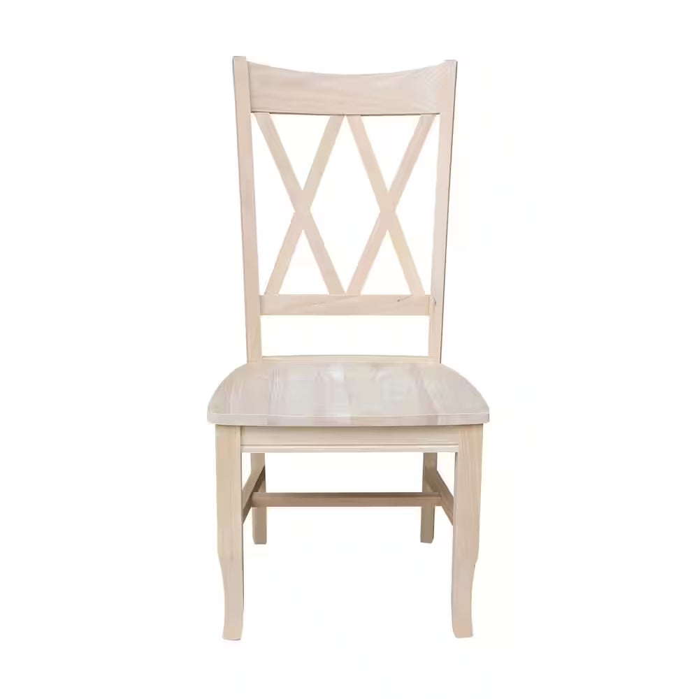 Unfinished Wood Double X-Back Dining Chair (Set of 2)
