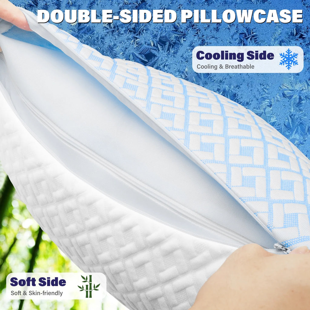 Shredded Memory Foam Pillows Cooling Pillows for Bed Sleeping Standard Size Set of 2 Pack