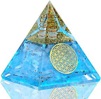 Selenite Glow Orgone Pyramid, Handmade Selenite Crystal Pyramid for High Frequency Vibration, Powers of Manifestation,Crystals and Healing Stones for Promotes Peace and Calmness, Orgonite Pyramids