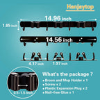 Mop and Broom Holder Wall Mount, Stainless Steel Heavy Duty Garden and Kitchen Garage Tool Organizer Wall Hanger for Home Goods (3 Racks 4 Hooks)