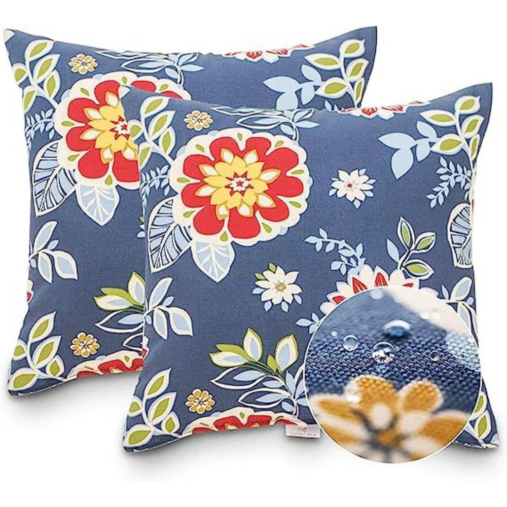 18 In. X 18 In. Outdoor Waterproof Decorative Pillows with Inserts for Patio Furniture, Throw Pillow (Pack of 2)