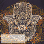 Astronaut Tapestry, Spaceman with Beer Sitting on Universe Outer Space Wall Hanging Tapestry for Bedroom Living Room Dorm. (Trippy Hamsa, 78" L*59" W)