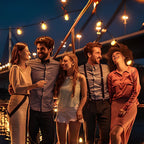 ST38 Outdoor String Lights, 48Ft Connectable Pitao Lights with 2700K Waterproof Bulbs, Dimmable Hanging Lights for Porch Yard Canopy