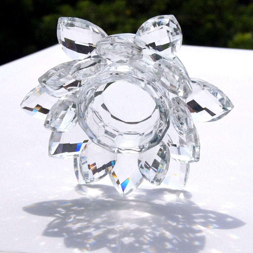 Crystal Lotus Candle Holders 4.75 Inches Activity Tealight Holders Pillar Holders 2Pcs for Home Decoration Party Wedding Decoration (2)