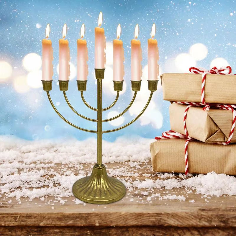 Jewish Candle Holder 7/9 Branch Candlestick Metal Candle Holder Hanukkah Candlestick Jewish Holders Menorah Stand Decorations