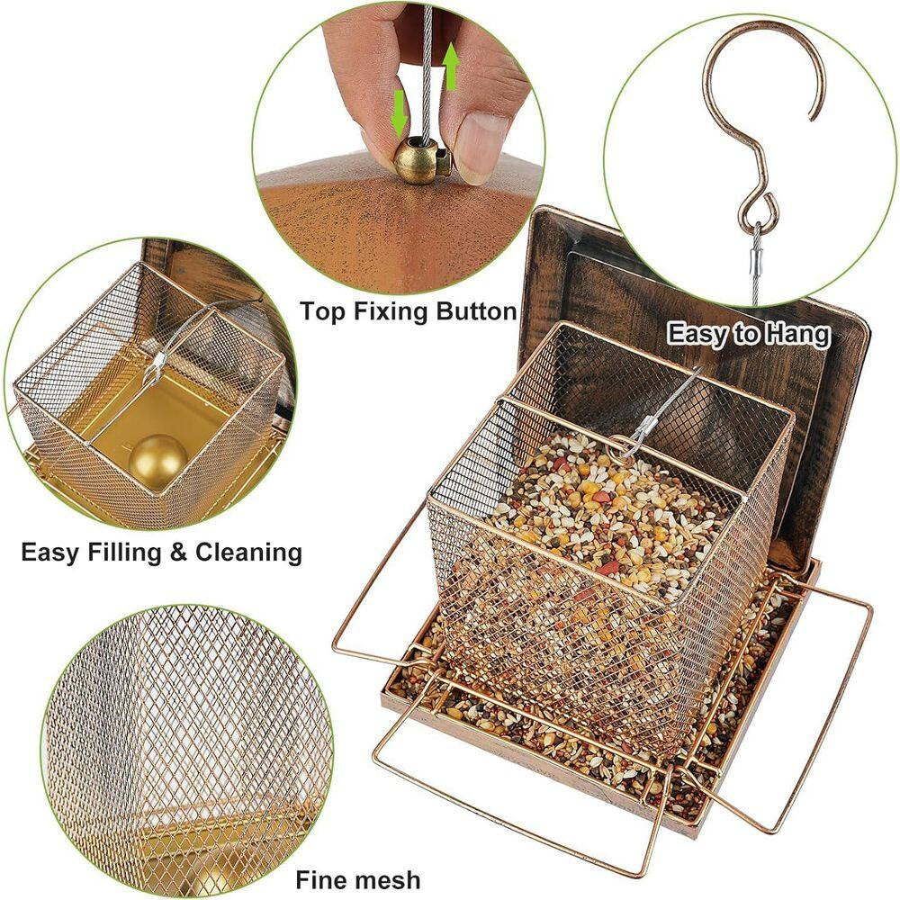 Heavy Duty Metal Bird Feeders for Outdoor Hanging, 3. 5LB Large Capacity Wild Bird Feeder