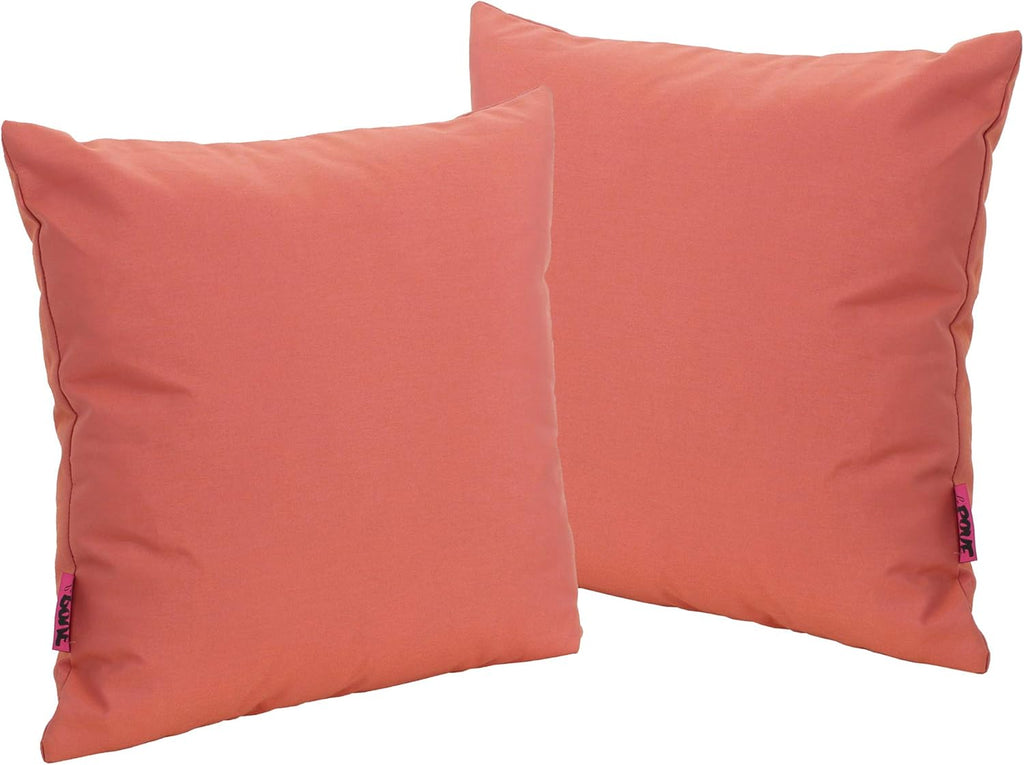Coronado Outdoor Water Resistant Square Throw Pillows, 2-Pcs Set, Coral