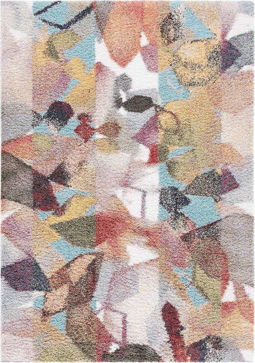 Calista Shag Collection Area Rug - 5'5" X 7'7", Rust & Gold, Abstract Design, Non-Shedding & Easy Care, 1-Inch Thick Ideal for High Traffic Areas in Living Room, Bedroom (CAL120P)