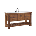 Telluride 60-In Distressed Pine Undermount Single Sink Bathroom Vanity with White Quartz Top