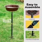 29 In. H round Polyresin Garden Birdbath with Metal Stake in Bronze