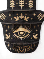 Black Wooden Wall Shelf Boho Hamsa Hand Shape Wall Decor Hanging Shelves Crystal Display Stand Ledge Evil Eye Gothic Home Decor