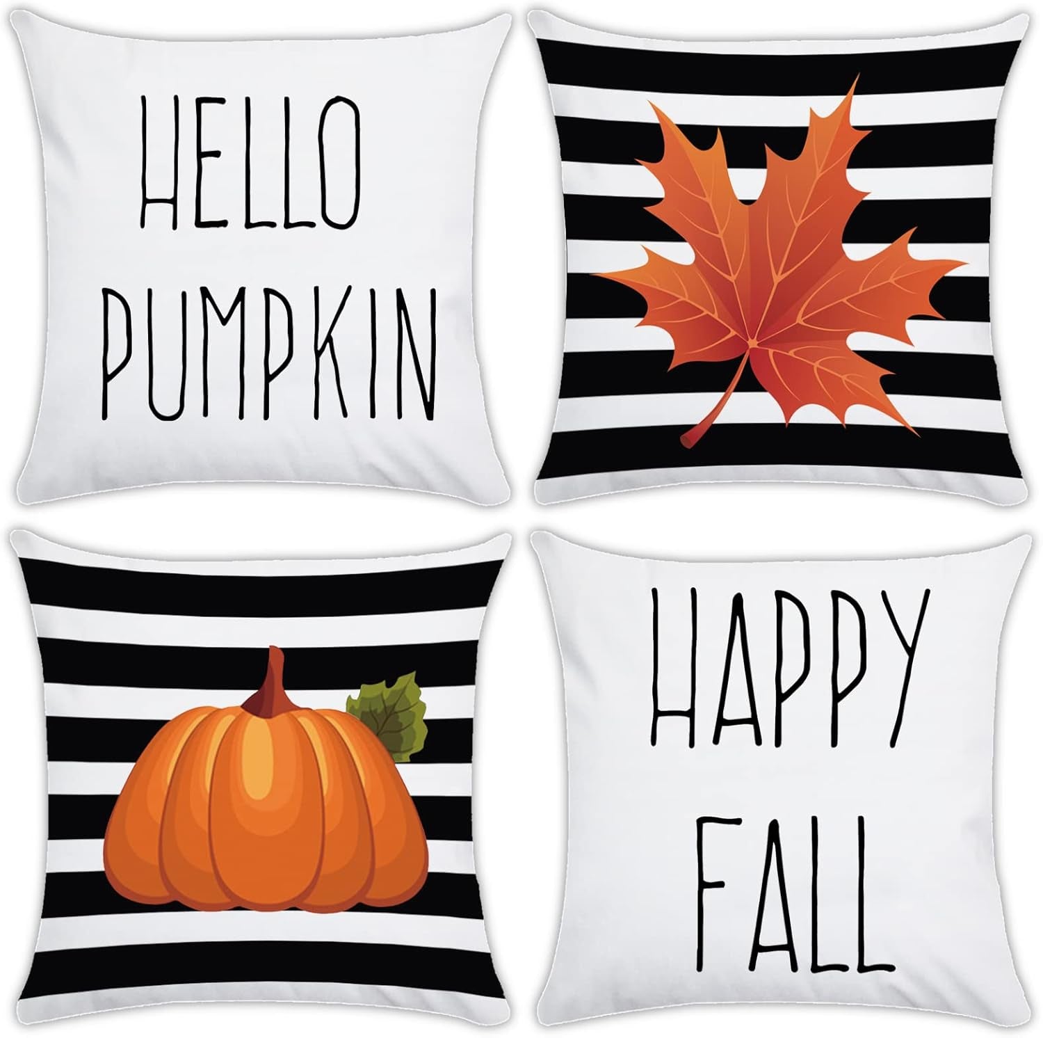 Fall Decor Pillow Covers 18X18 Set Pumpkin Throw Pillowcase for Home Outdoor Fall Pillows Decorative Throw Pillows Farmhouse Thanksgiving Autumn Halloween Cushion Case for Couch