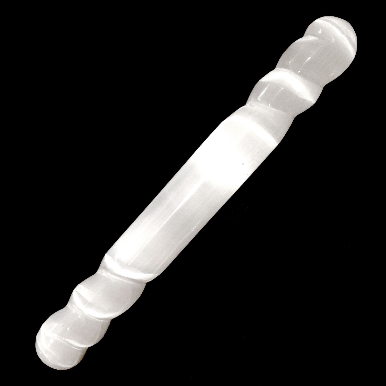 XL Polished Selenite Crystal Massage Wand 8" Spiral round Tip " CHARGE CLEANSE