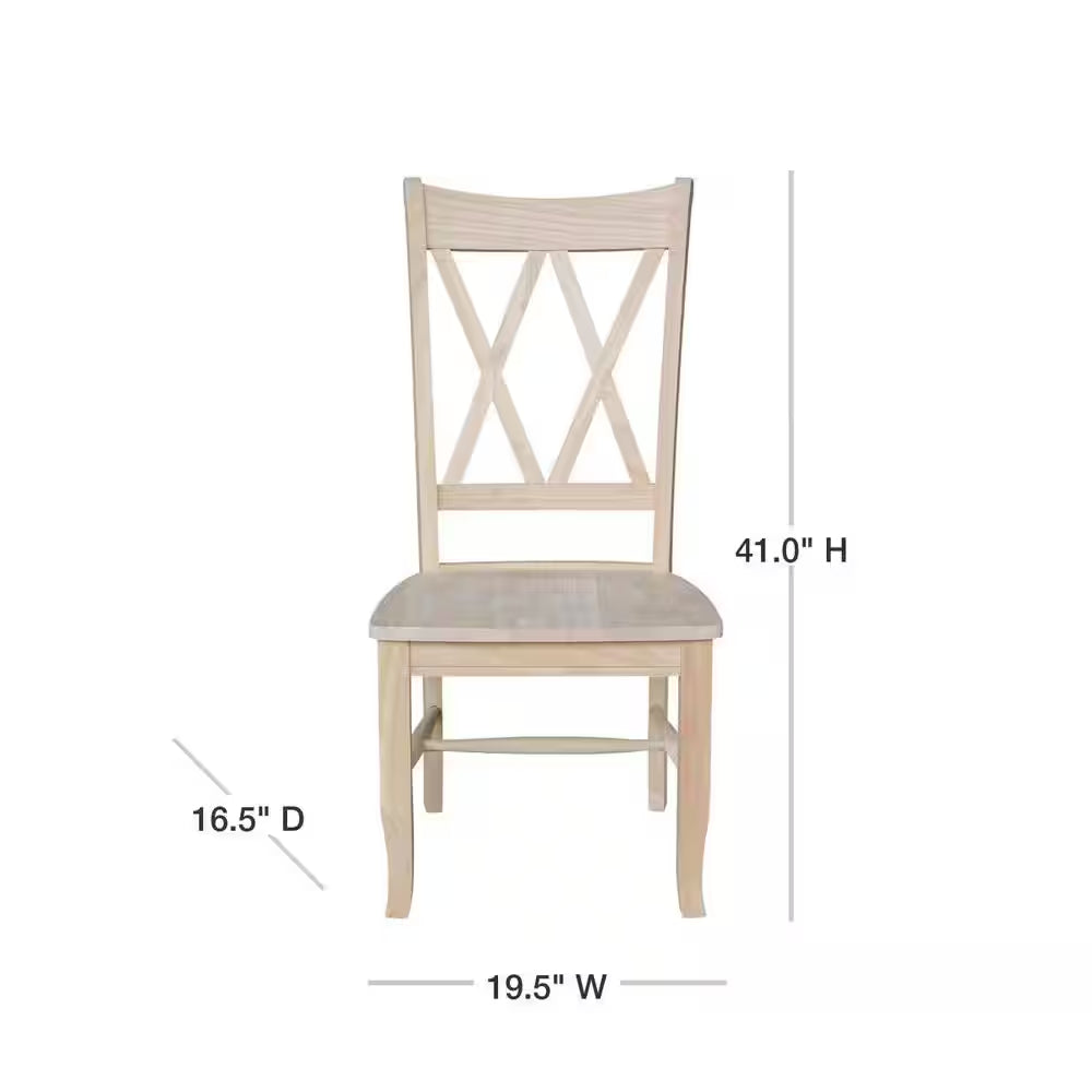 Unfinished Wood Double X-Back Dining Chair (Set of 2)
